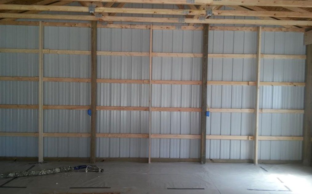 Pole barn spray foam insulation before