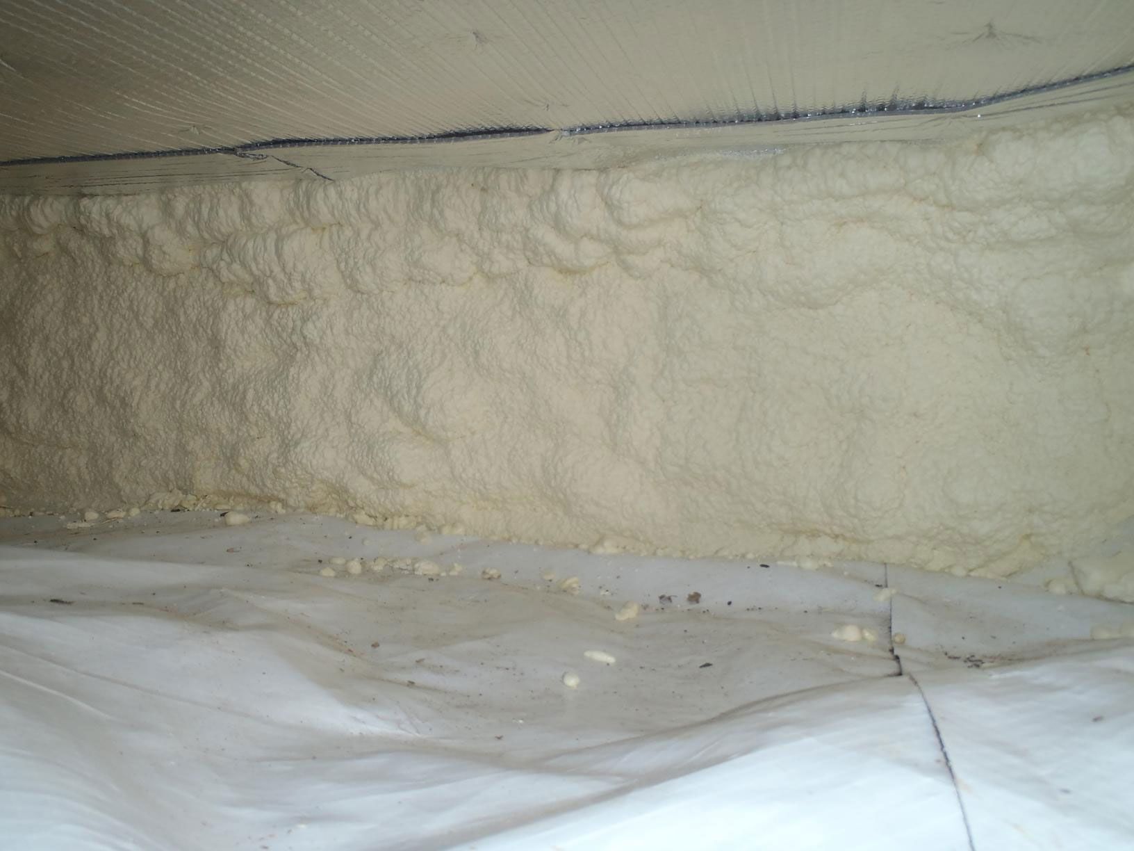 Crawl space encapsulation and spray foam installation after