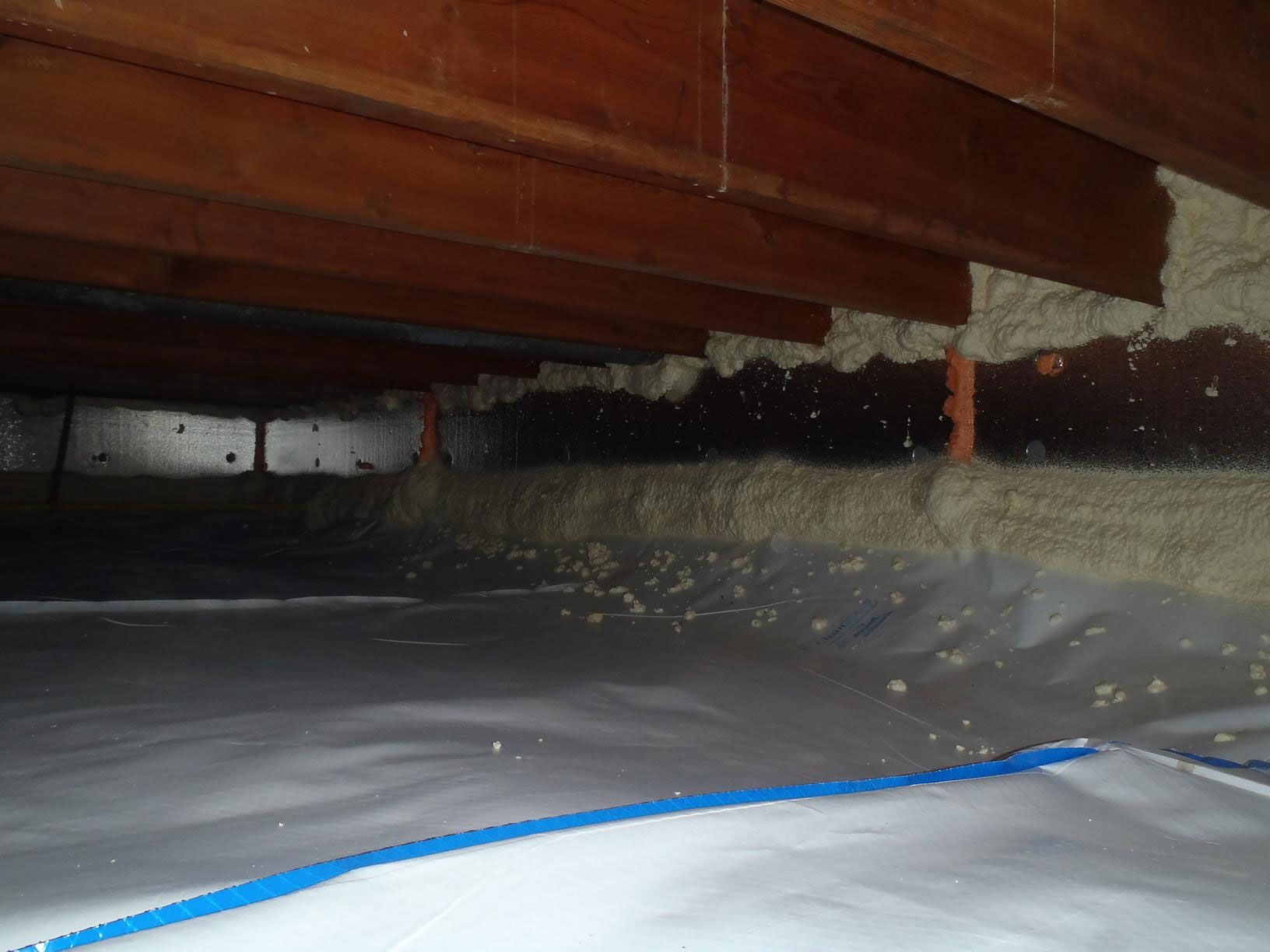 Crawl space encapsulation and air sealing after
