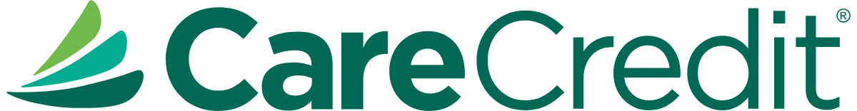 CareCredit logo, green text and abstract design.