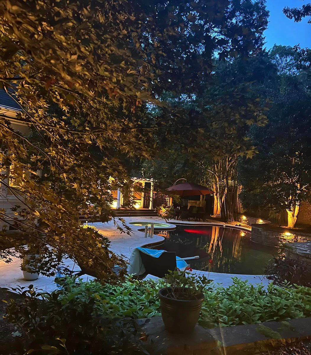 A well-lighted landscaping