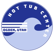 Hot Tub Center logo with blue wave and Ogden, Utah text