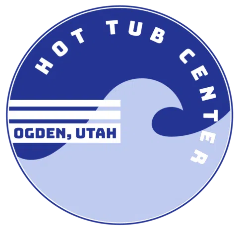 Hot Tub Center logo with blue wave and Ogden, Utah text