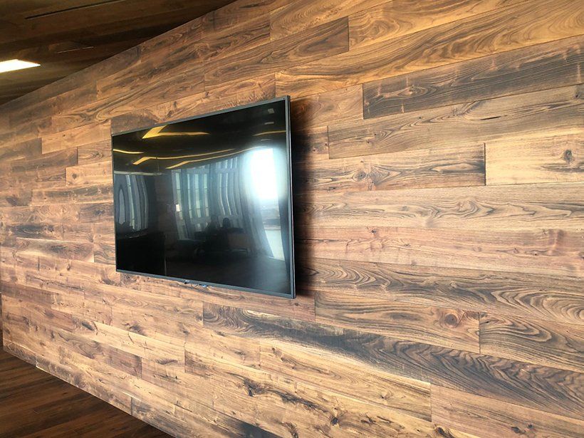 Wooden wall and TV