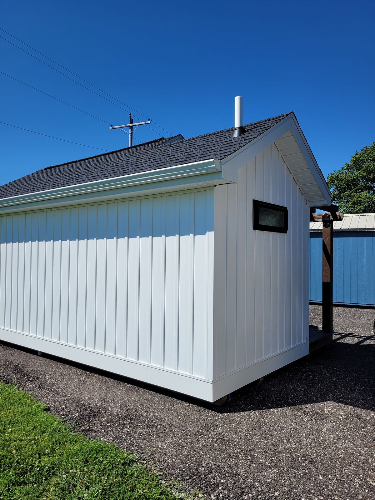 Pool house white exterior