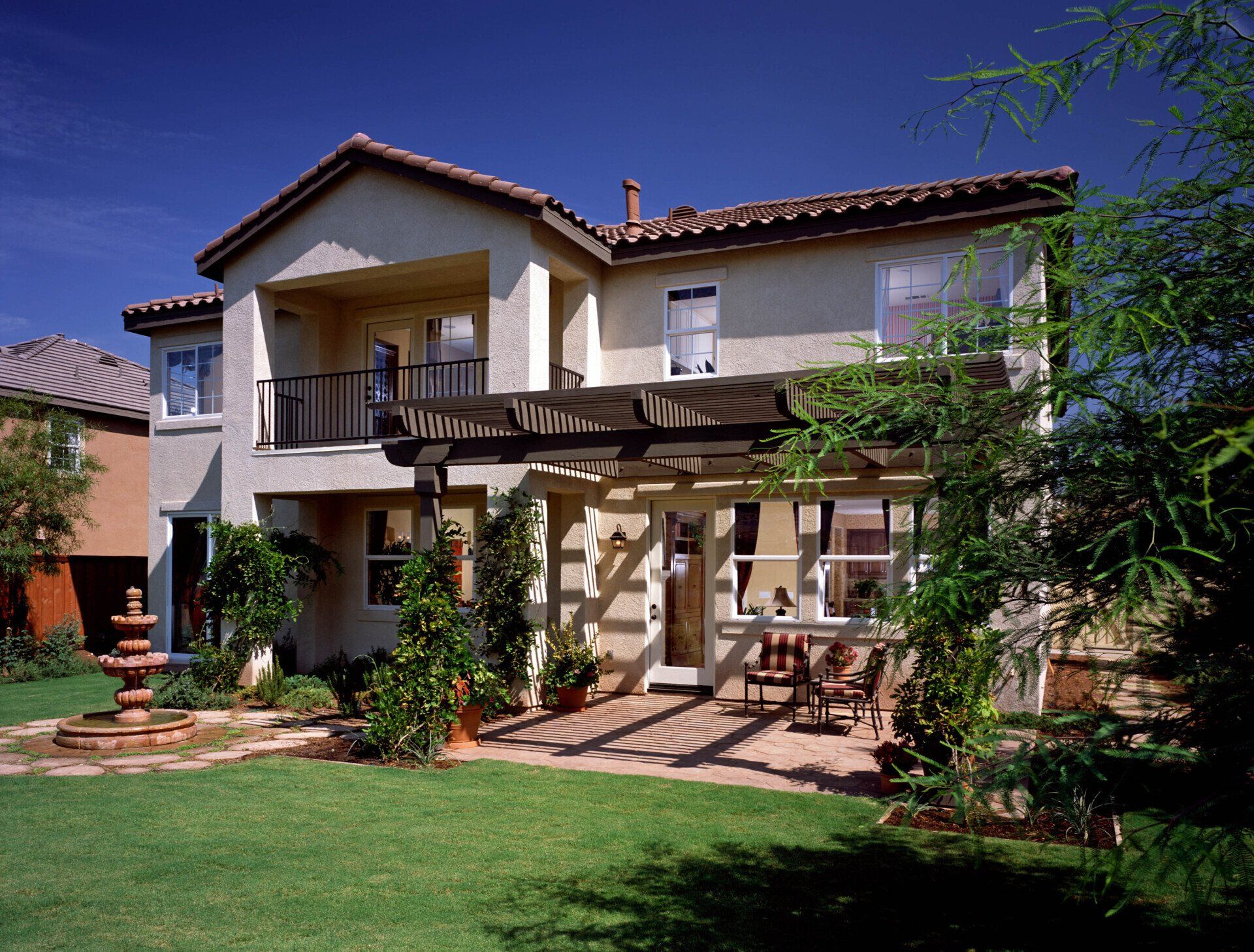 Modern house with pergola in front