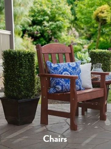 A chair with blue pillow