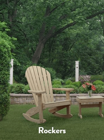 A rocking chair made of wood at the garden