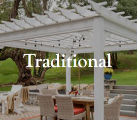 A traditionally designed pergola made of vinyl