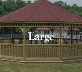 A large wooden gazebo