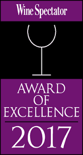 A wine spectator award of excellence for 2017