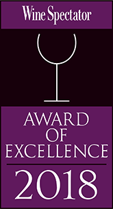 A wine spectator award of excellence for 2018