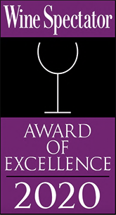 A wine spectator award of excellence logo for 2020