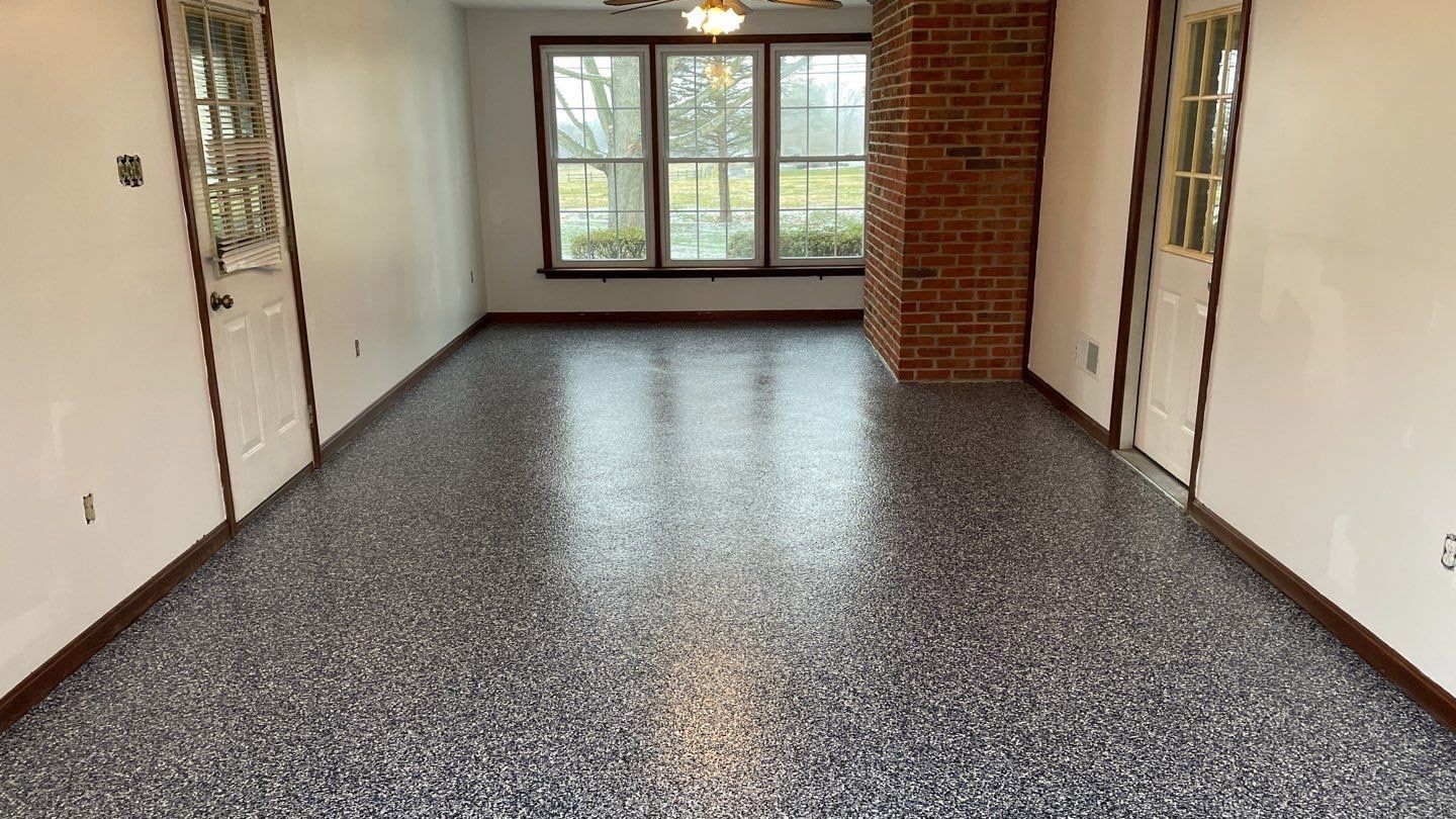 concrete coating on hallway floor