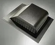 Roof vent, dark gray, square, on a metal base, for ventilation purposes.