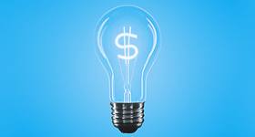 Electric light bulb with dollar sign