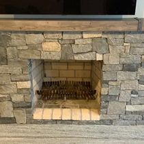 Stone fireplace