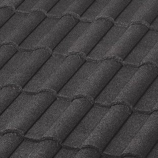 Dark gray textured roof tiles in a repeating pattern.