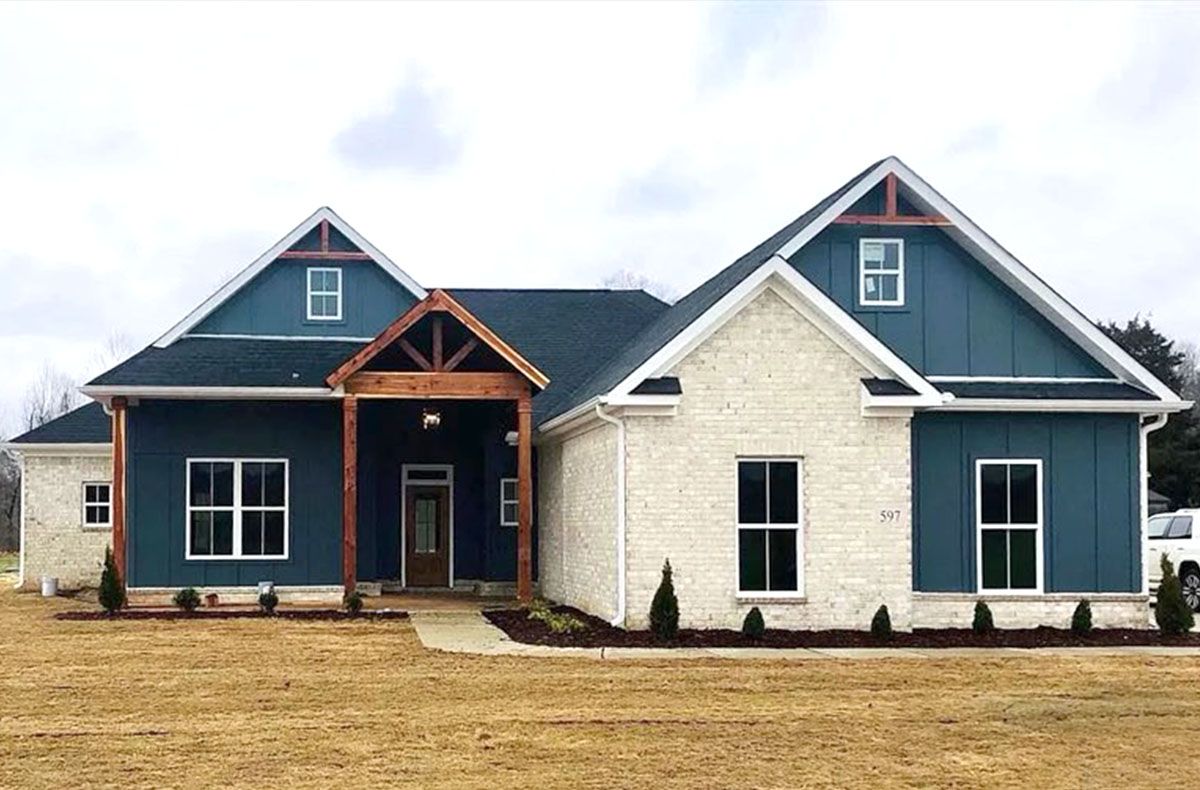 A newly painted residential house