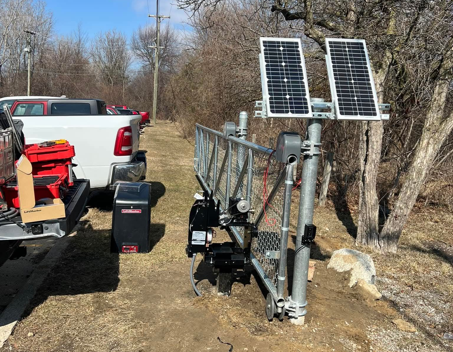 Solar powered gate opener installed in Metro Detroit by Eastside Fence