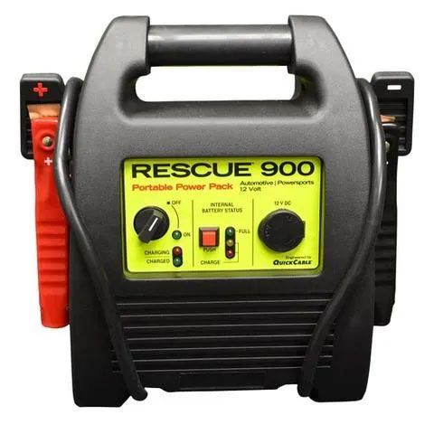 A black and yellow rescue 900 portable power pack