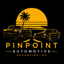 Pinpoint Automotive logo in yellow text on a black background