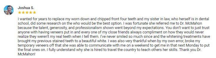 A blurred image of a person 's review on a website.