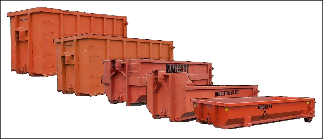 Orange modular shipping containers in different sizes displayed on a white background