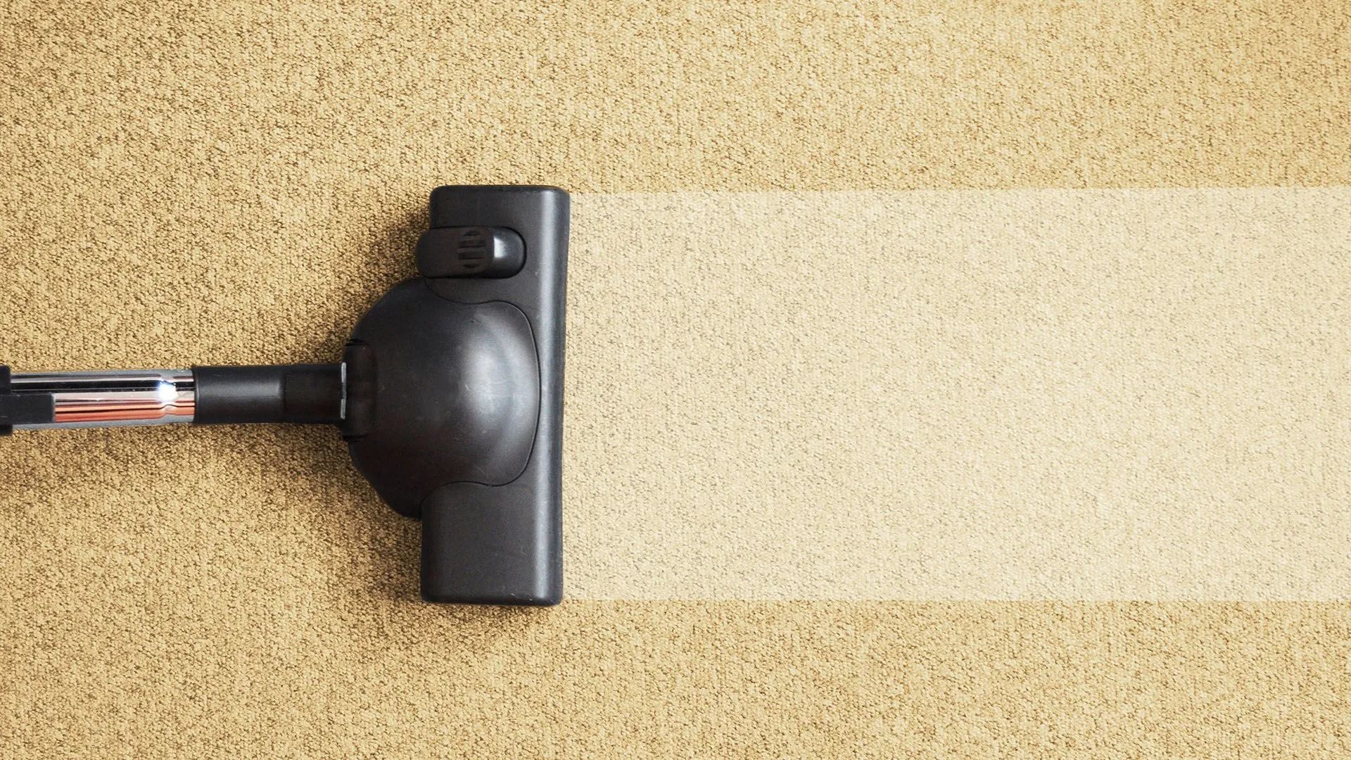 A vacuum cleaner is being used to clean a carpet.