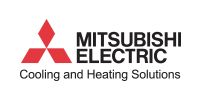 The logo for mitsubishi electric cooling and heating solutions.