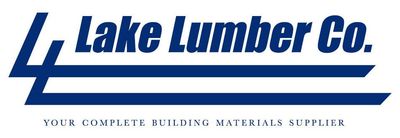 Lake Lumber Co. logo in blue with the tagline “Your complete building materials supplier”