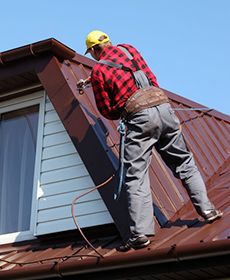 Roofing construction service.