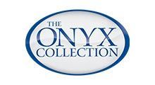 The Onyx Collection logo, white oval with blue border, blue text reading 