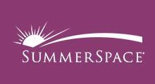 SummerSpace logo with a white sunburst over a curved line; text is 