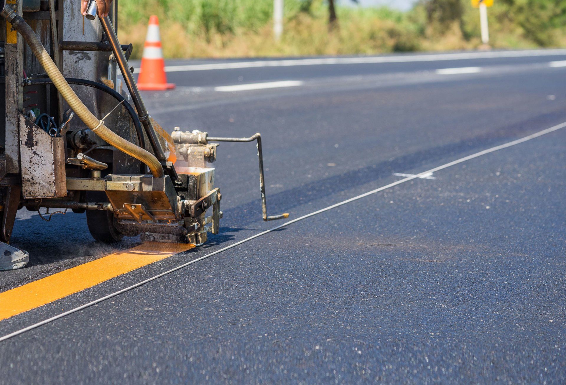 Striping of road