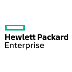 Hewlett Packard Enterprise logo with green outlined bar above black text