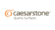 The caesarstone quartz surfaces logo is on a white background.