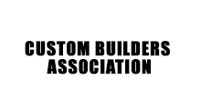 The logo for the custom builders association is black and white.