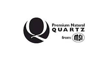 A black and white logo for a company called premium natural quartz from msi.