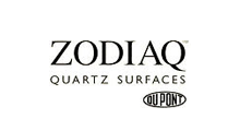A black and white logo for zodiaq quartz surfaces.