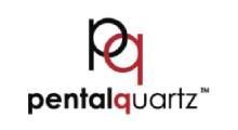 A red and black logo for pentalquartz on a white background.