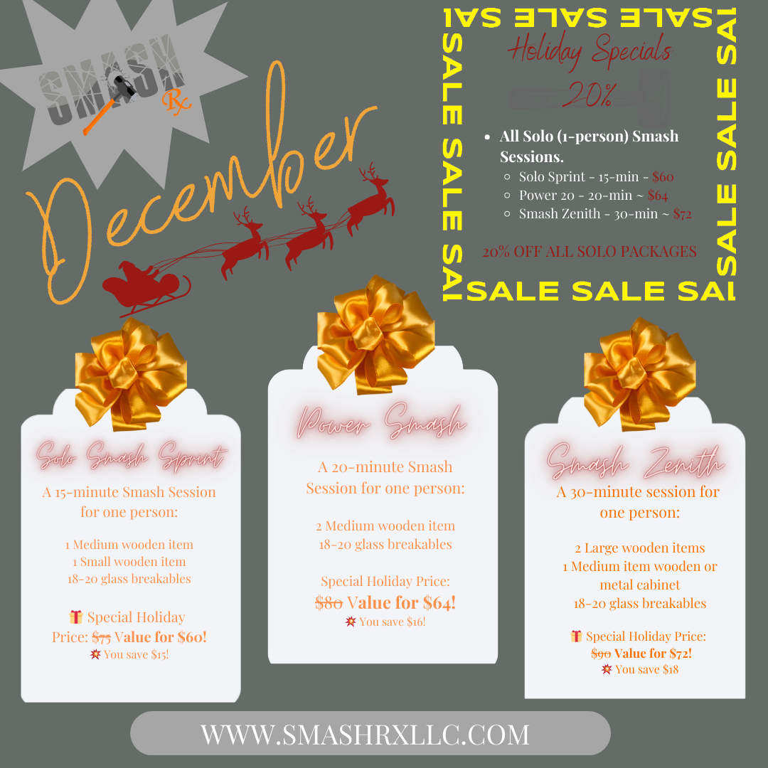 Holiday sale advertisement. Three gift card options with gold bows and red Santa sleigh, December theme.