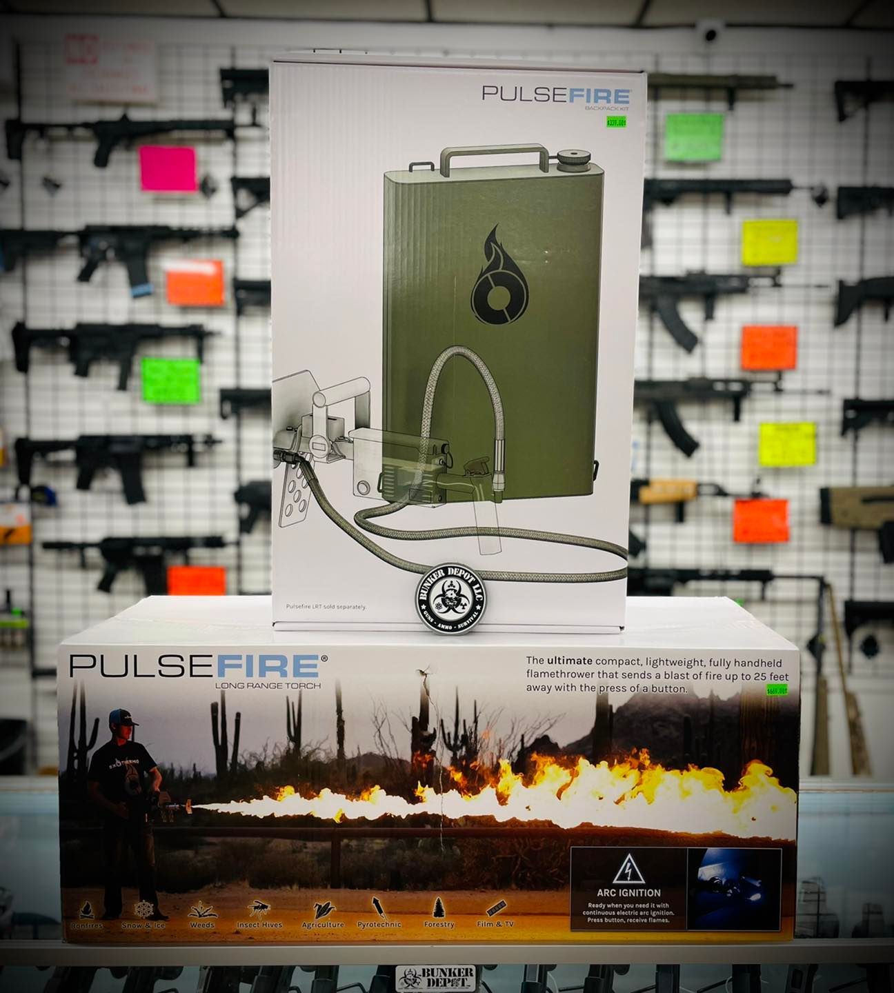 A box of pulsefire sits on a table in a store