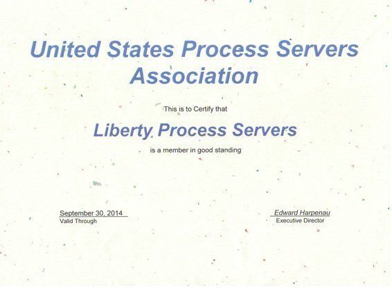 Liberty Process Servers certification