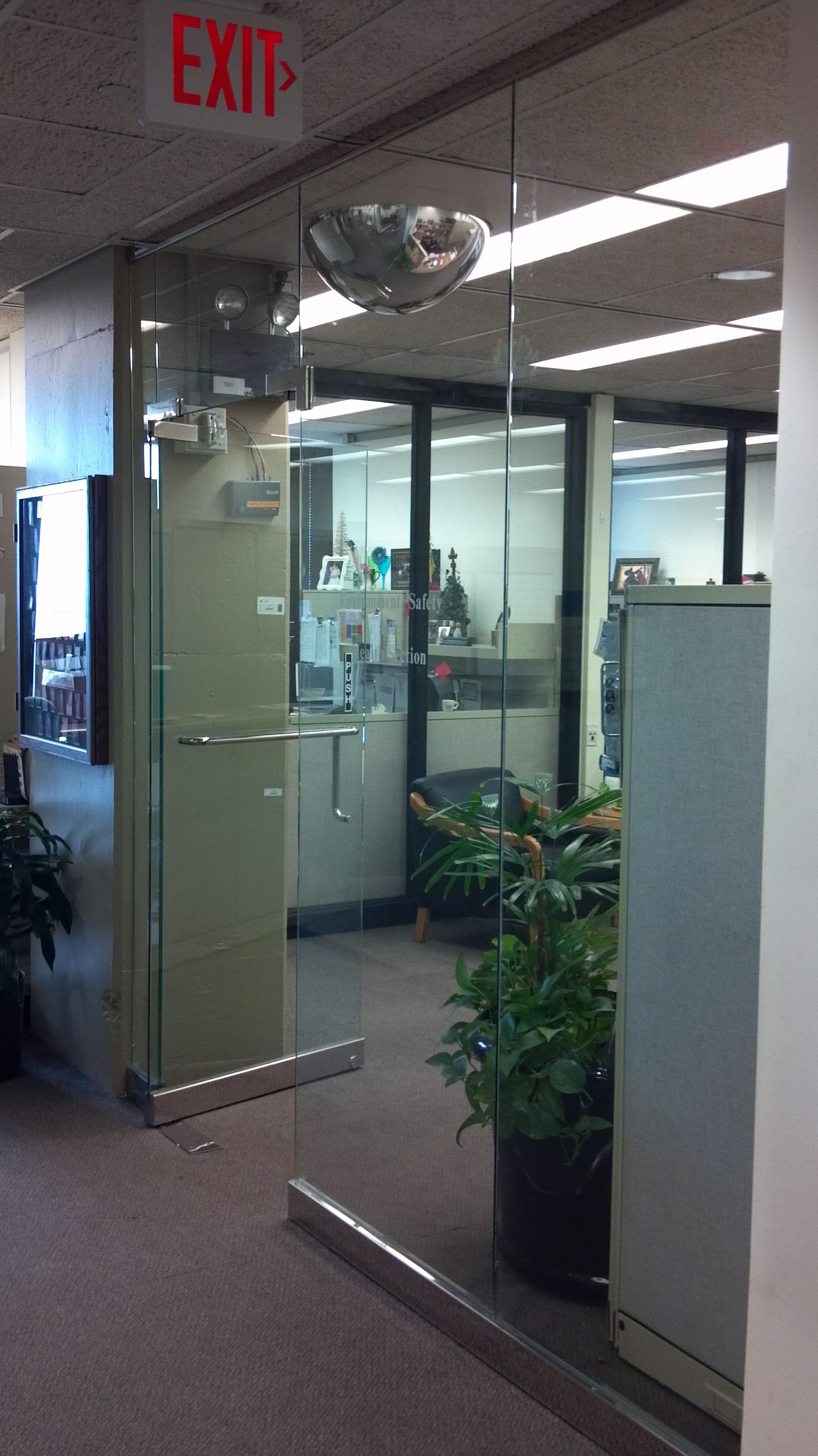 Glass office door with an 