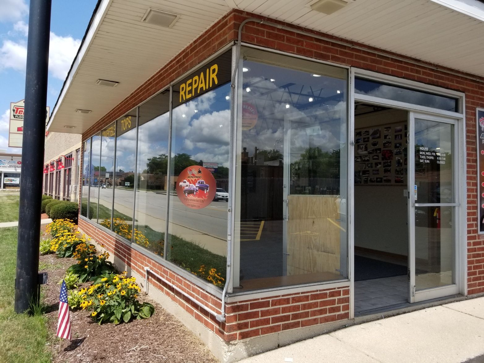 Storefront with large windows; 