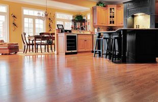 Hardwood flooring in kitchen and living room