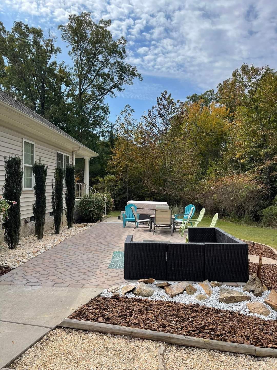 A backyard of a house.