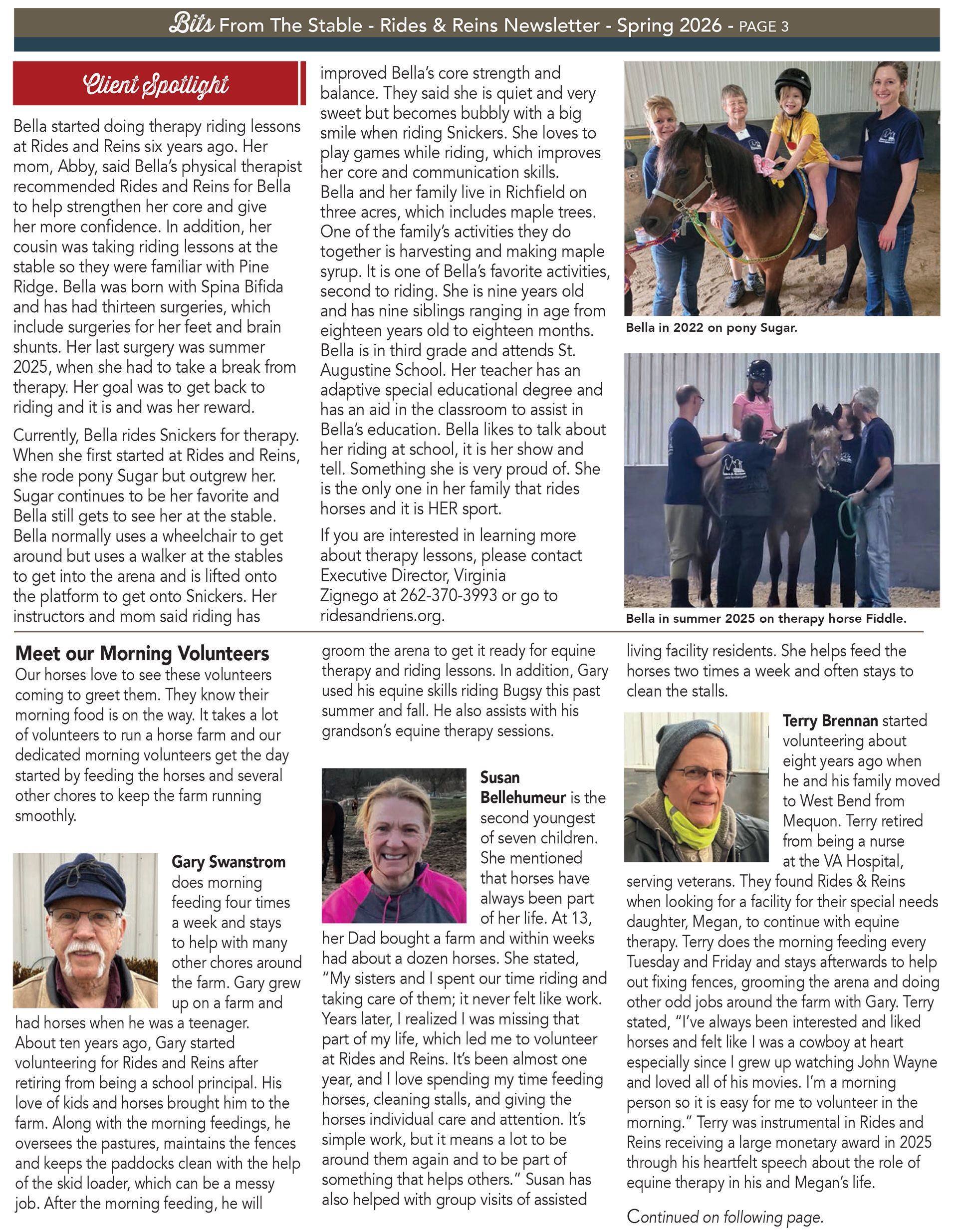 Rides & Reins TEC Inc Spring 2026 newsletter page 3