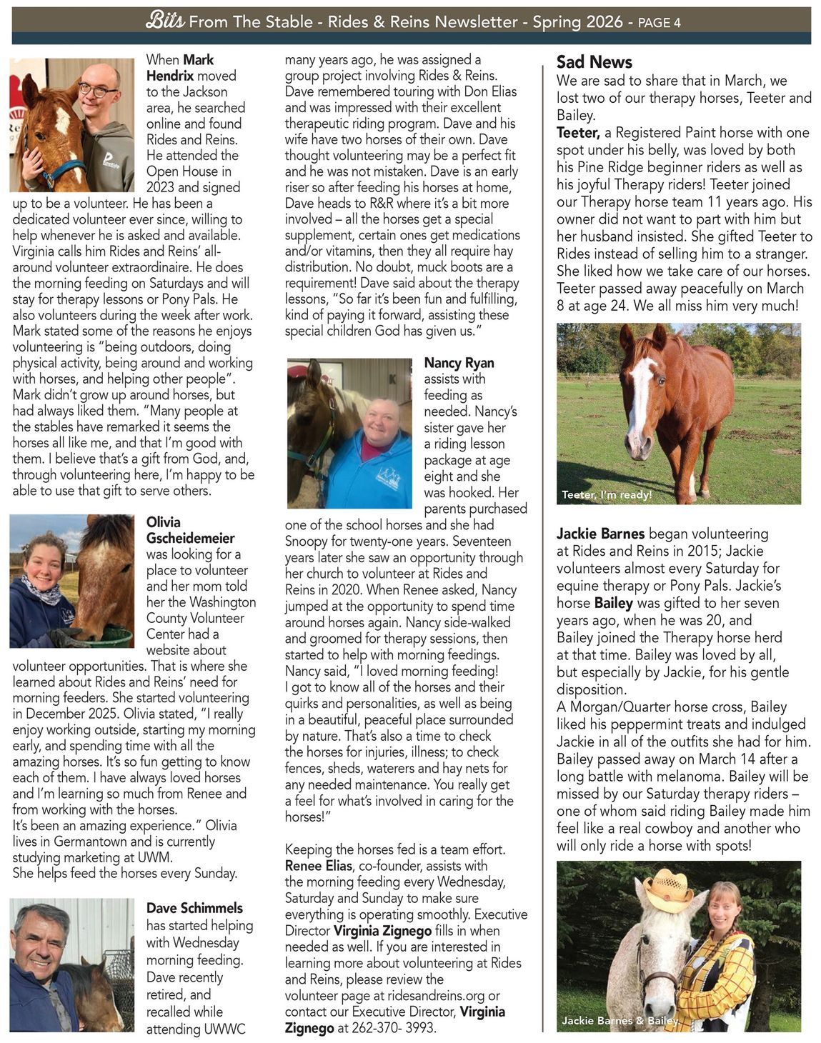 Rides & Reins TEC Inc Spring 2026 newsletter page 4